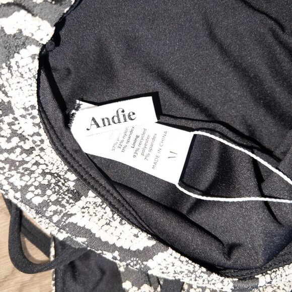 NWT Andie Black Snakeskin The Rivera High Waisted Swimsuit Bottoms Size Medium - Picture 5 of 5